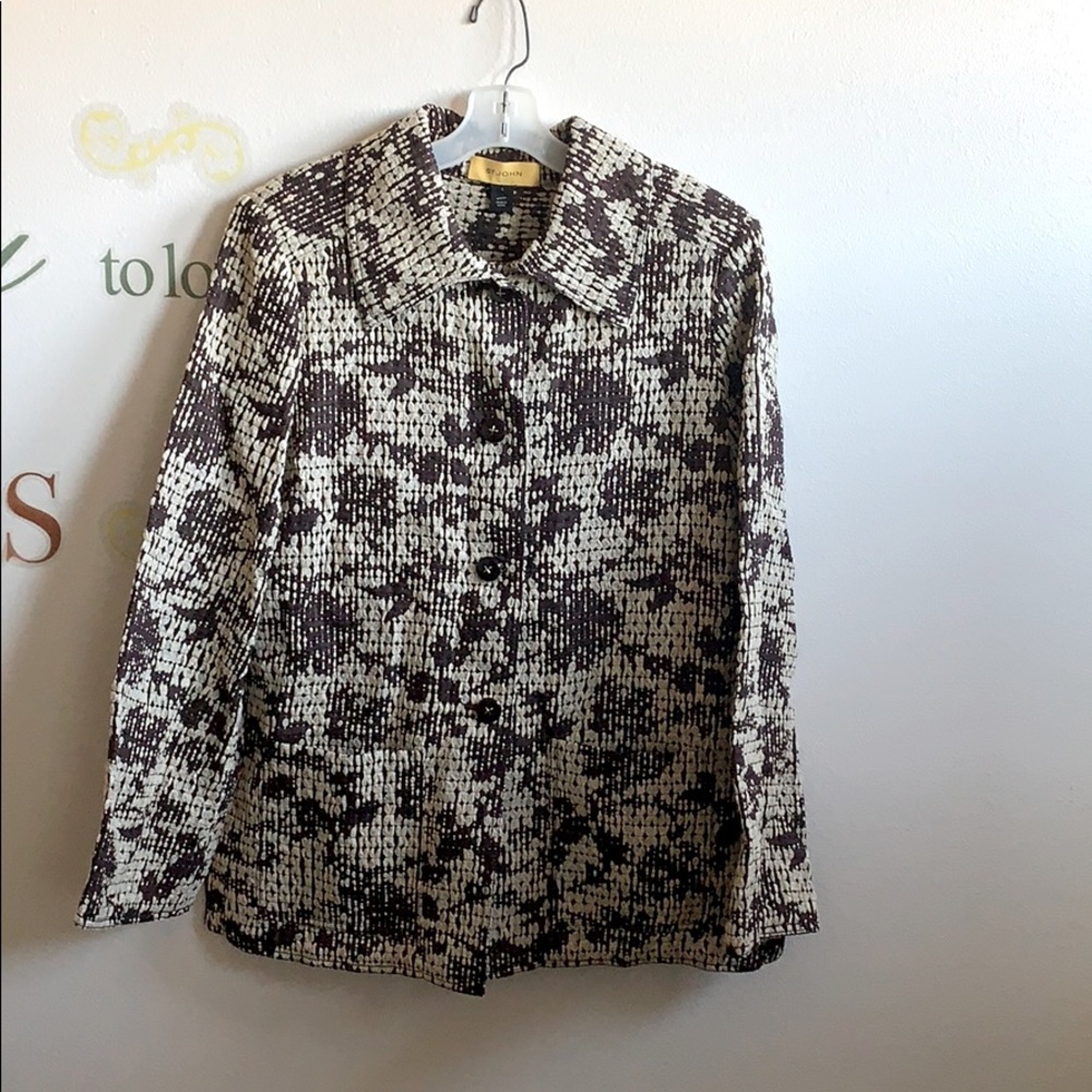 St. John lightweight blazer size L brown/cream